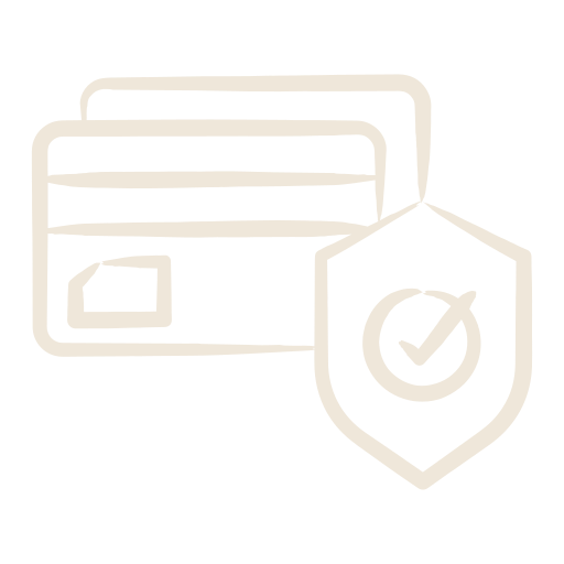 Paiement sécurisé par carte chez makeup design à Toulouse, illustration minimaliste avec bouclier de protection